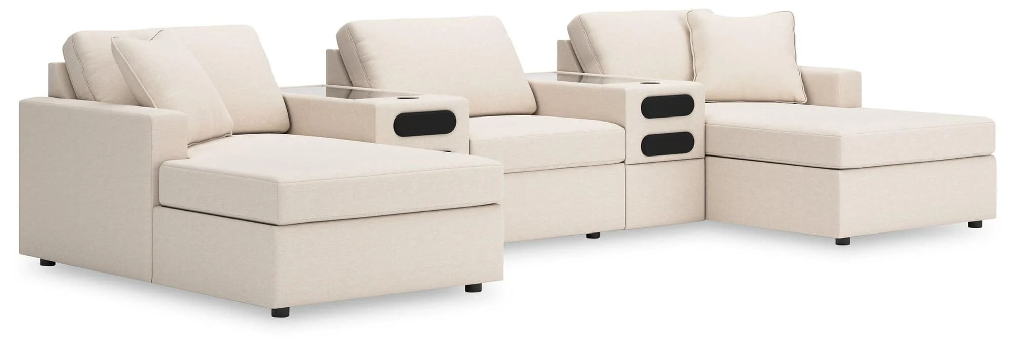 Modmax Oyster Nuvella® 5-Piece Double Chaise with Audio Consoles - Image 1