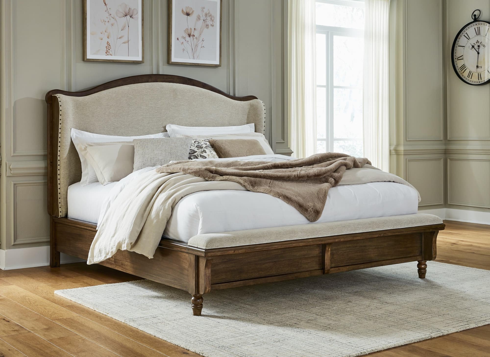 Sturlayne Brown Queen Upholstered Panel Bed - Image 1