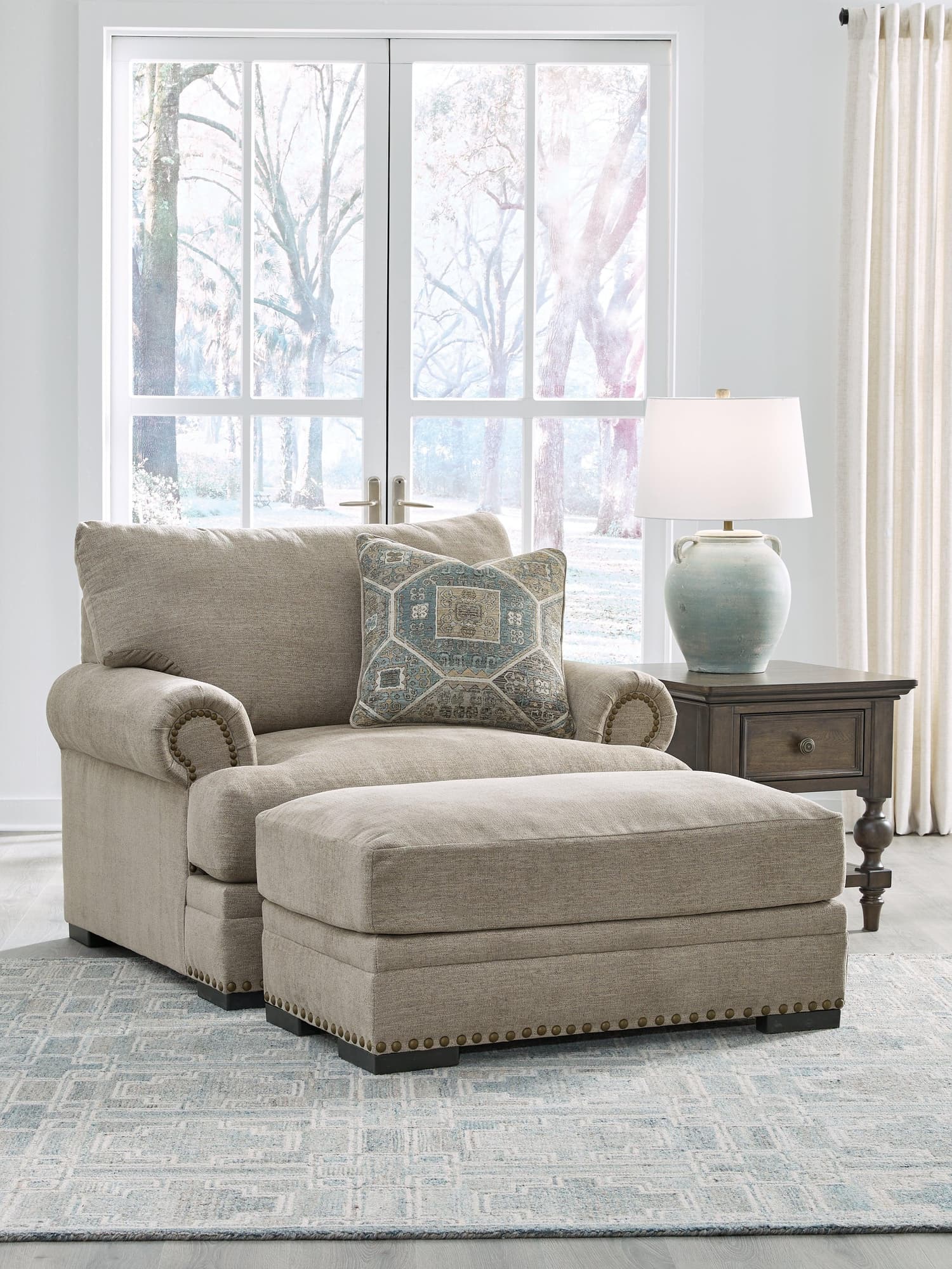 Galemore Quarry Chair and Ottoman - Image 1