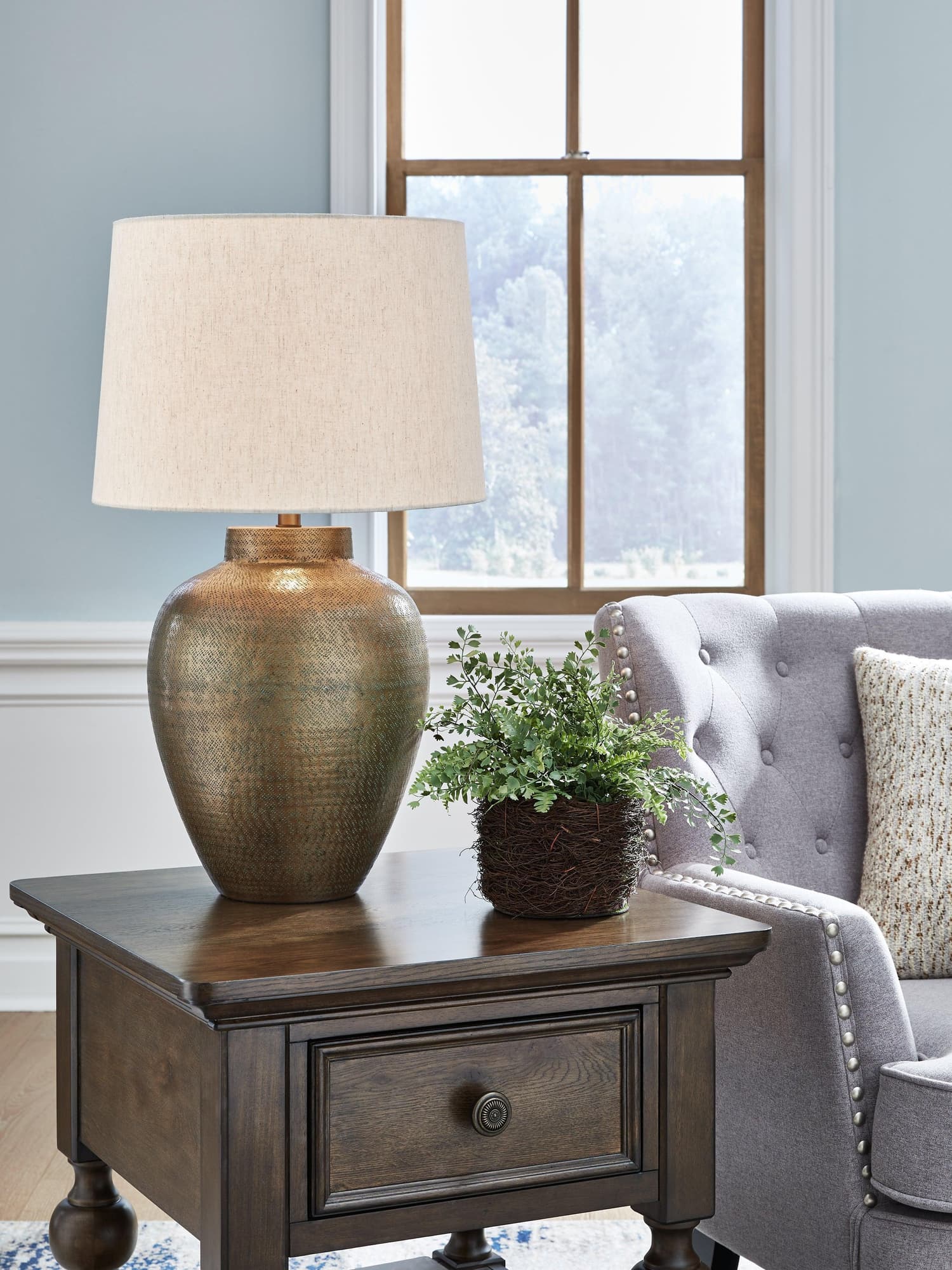 Madney Antique Gold Finish 2-Piece Table Lamp Set - Image 1