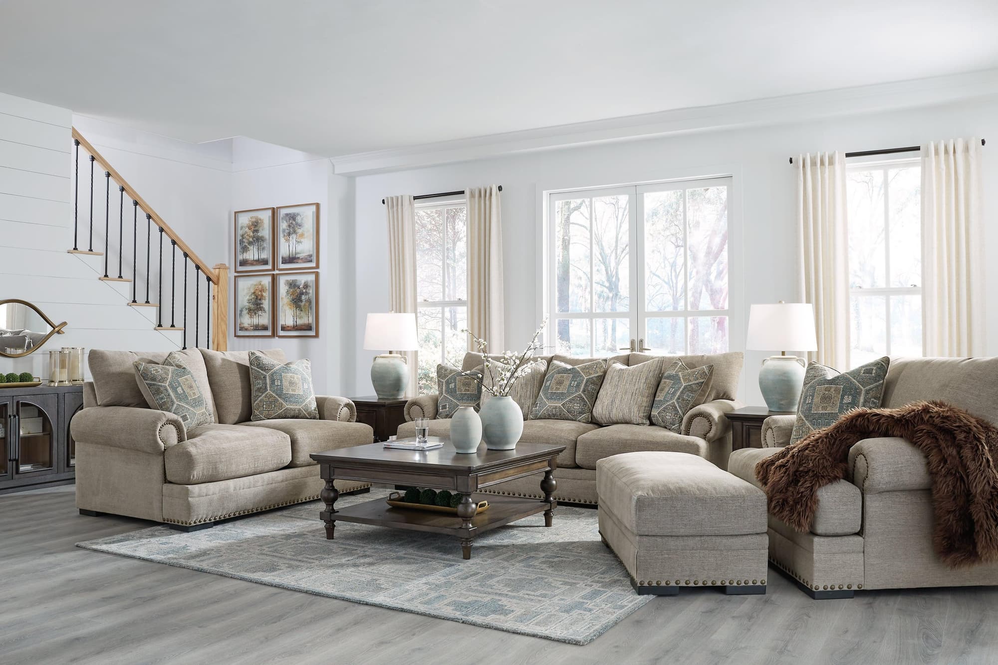 Galemore Quarry Sofa, Loveseat, Chair and Ottoman - Image 1
