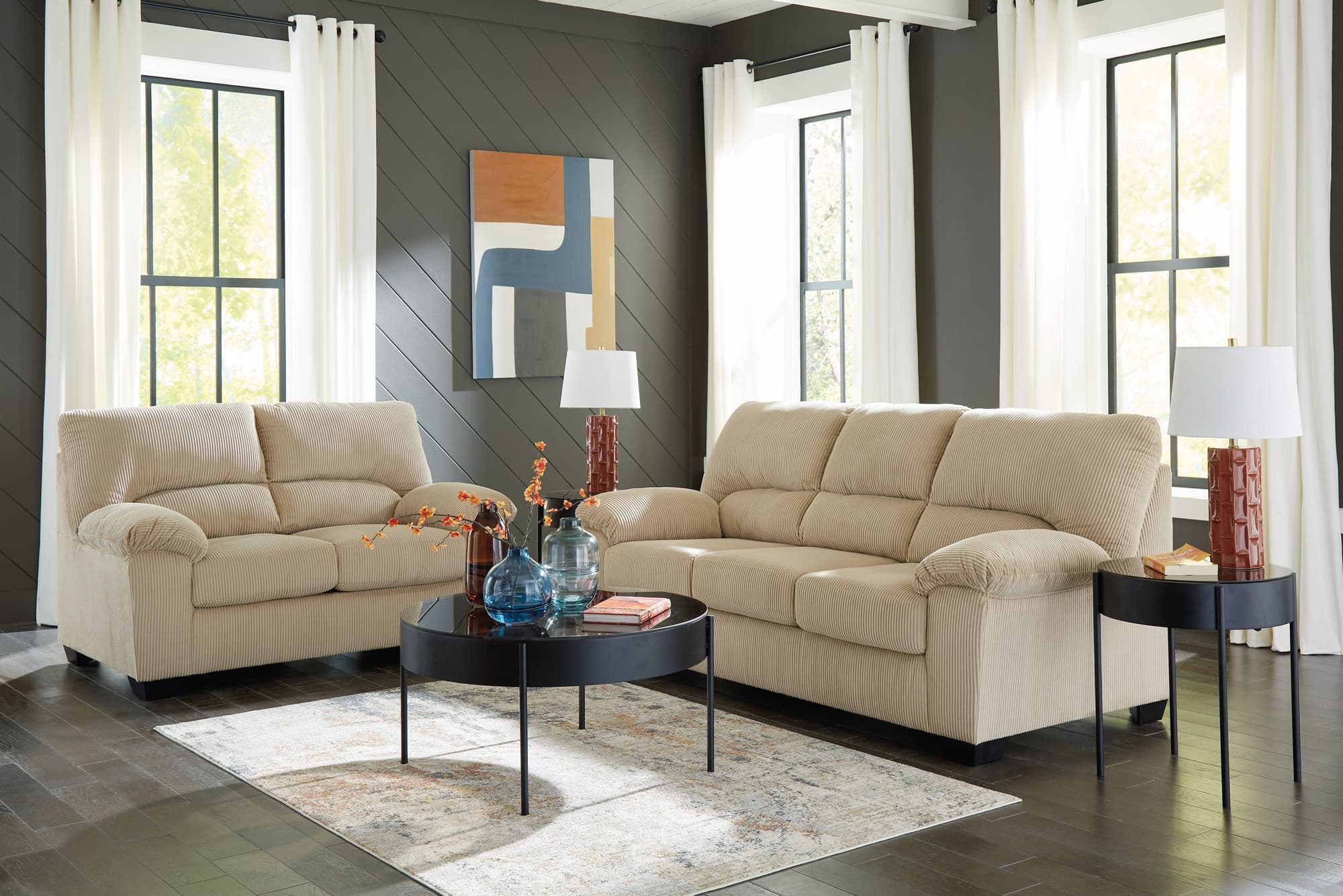 SimpleJoy Sand Sofa and Loveseat - Image 1