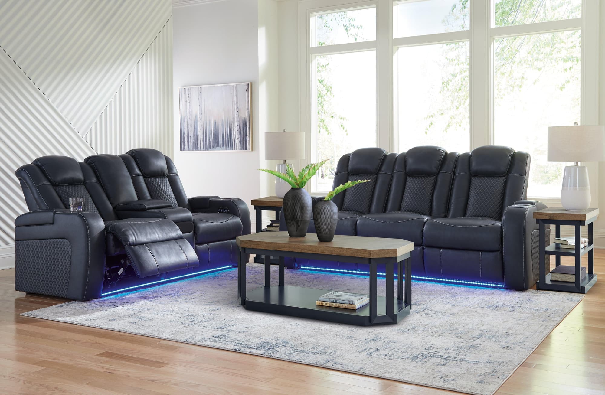 Fyne-Dyme Sapphire Sofa, Loveseat and Recliner - Image 1