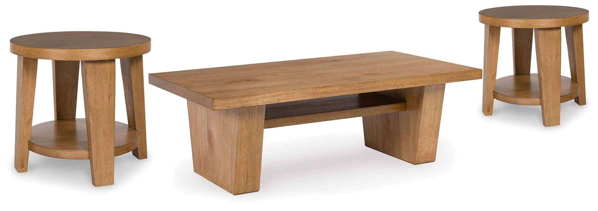 Kristiland Light Brown Coffee Table with 2 End Tables - Image 1