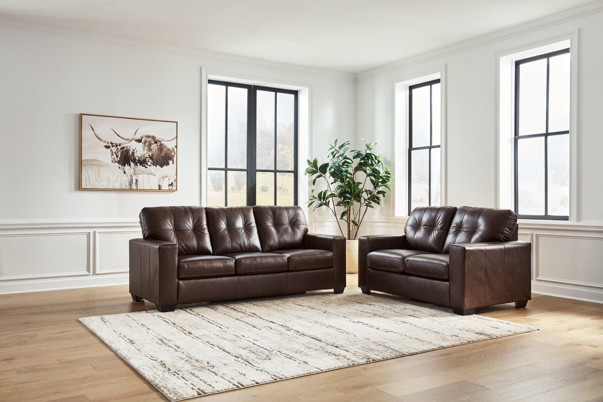 Santorine Dark Brown Sofa and Loveseat - Image 1