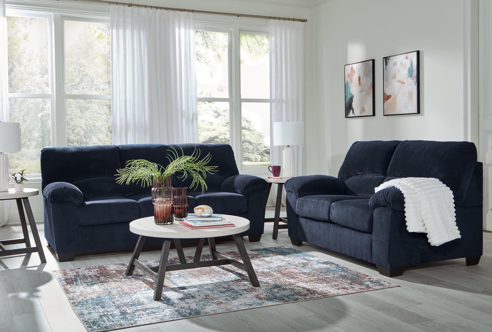 SimpleJoy Navy Sofa and Loveseat - Image 1