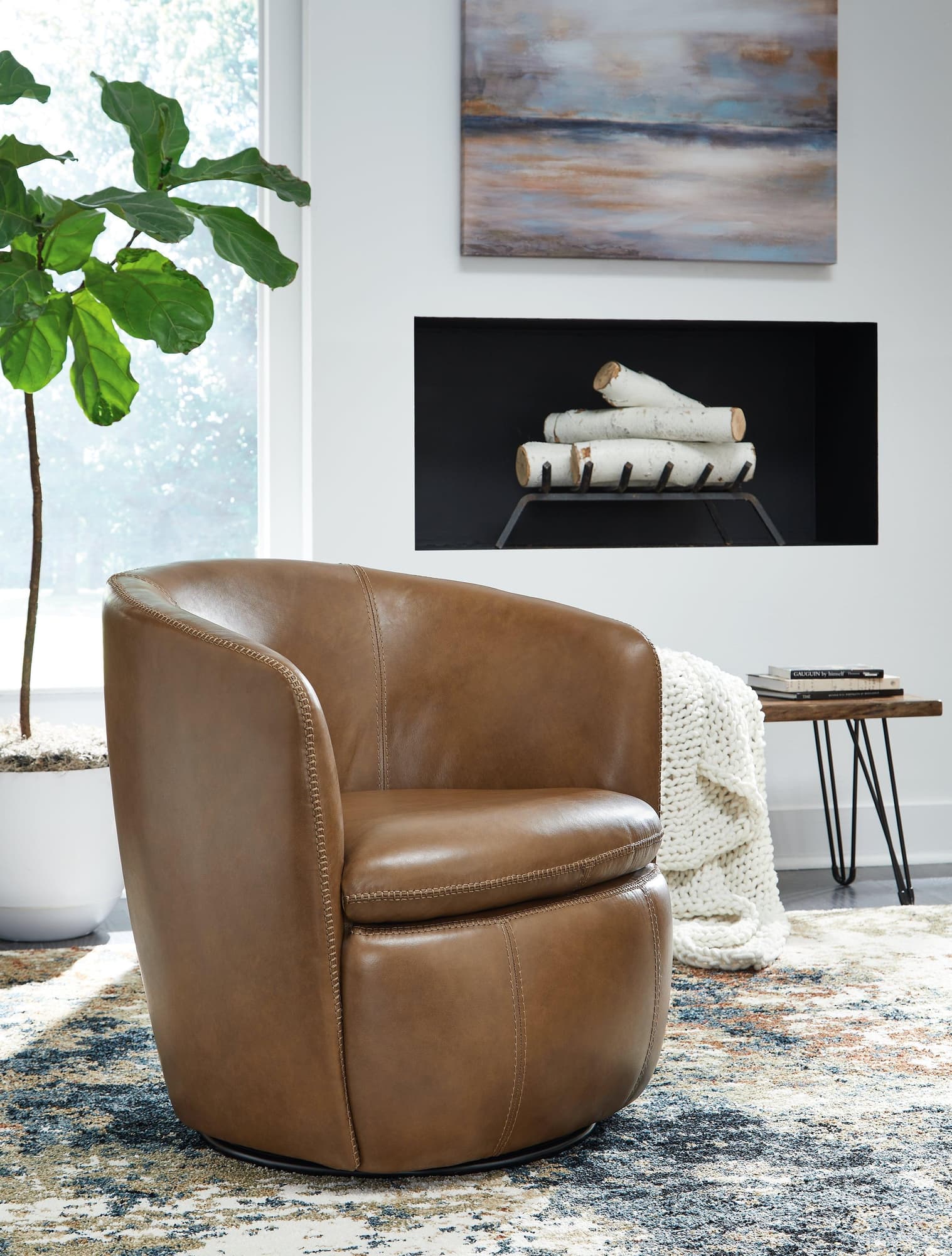 Kierreys Caramel Swivel Chair - Image 1