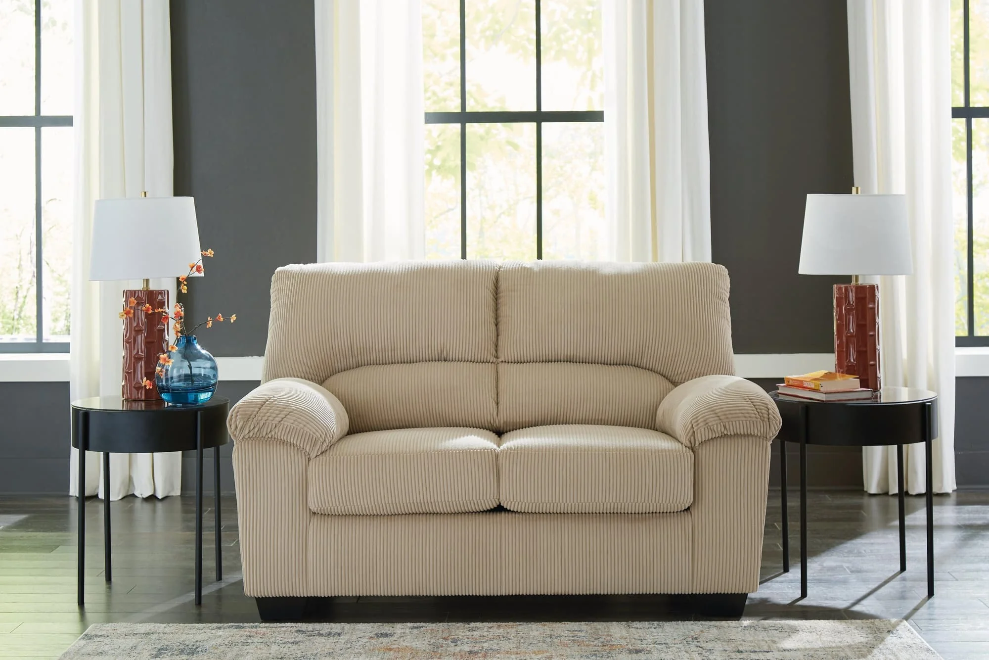 SimpleJoy Sand Chenille,Velvet Loveseat - Image 1