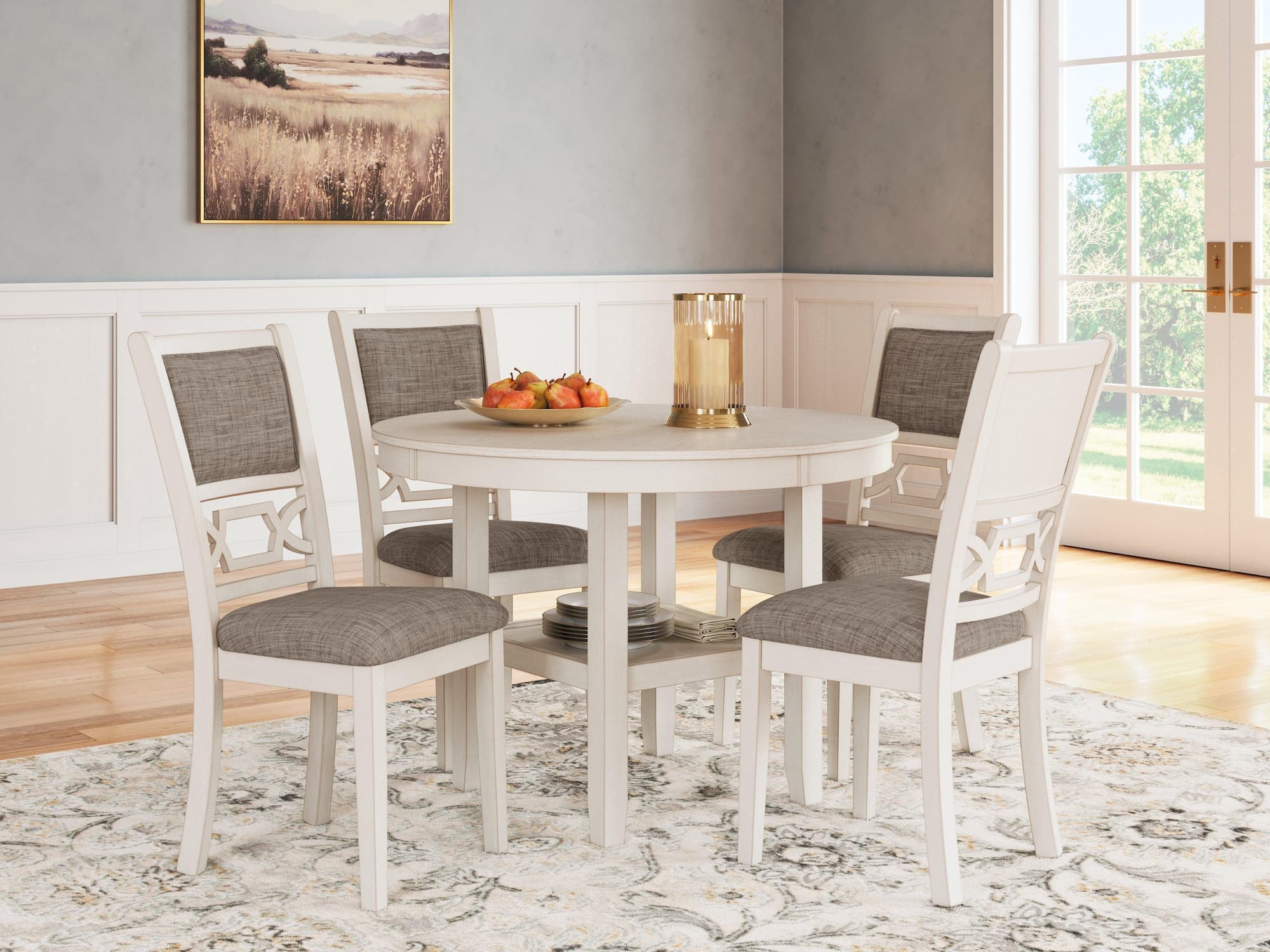 Erinberg Antique White Dining Table and 4 Chairs (Set of 5) - Image 1