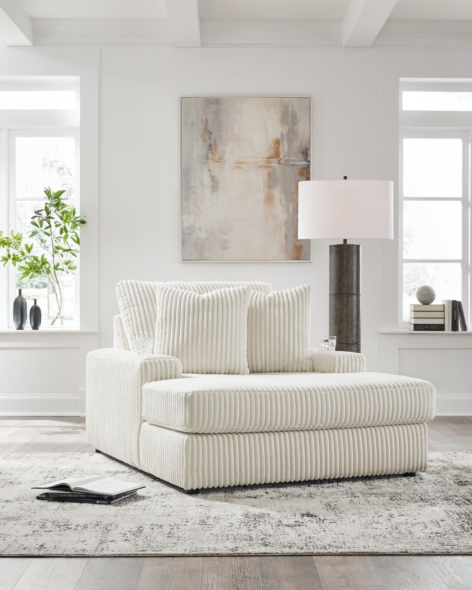 Lindyn Ivory Velvet Chaise - Image 1