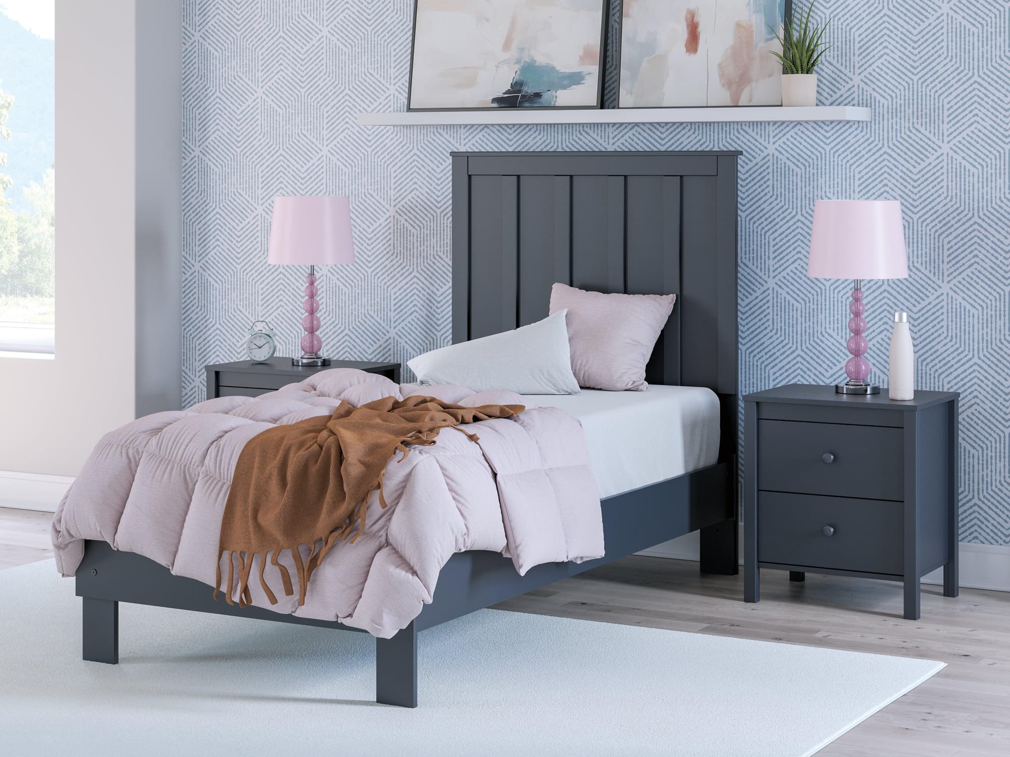 Simmenfort Navy Blue Twin Platform Bed - Image 1