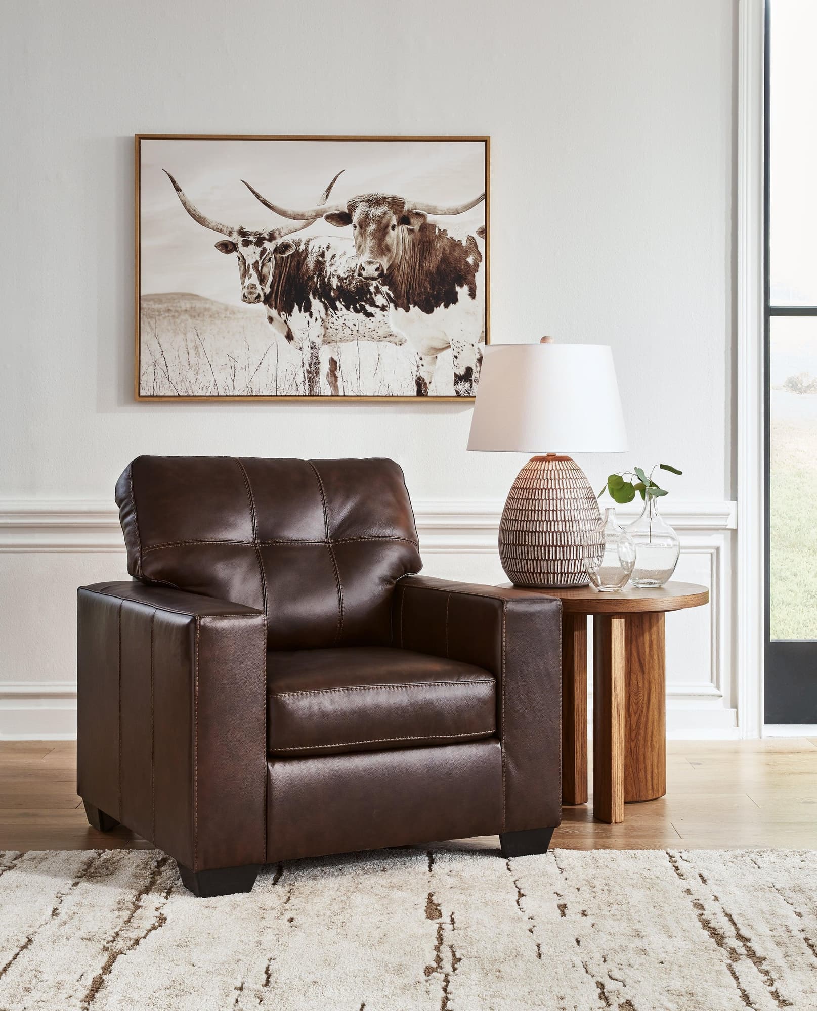 Santorine Dark Brown Leather Chair - Image 1