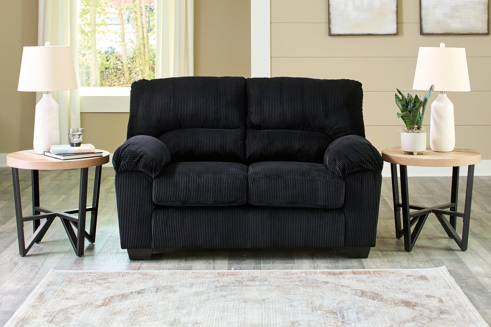 SimpleJoy Onyx Chenille,Velvet Loveseat - Image 1