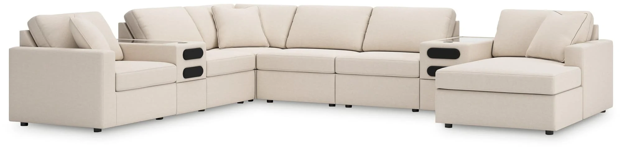 Modmax Oyster Performance Fabric,Next-Gen Nuvella™ 8-Piece Sectional with Audio System and Chaise - Image 1