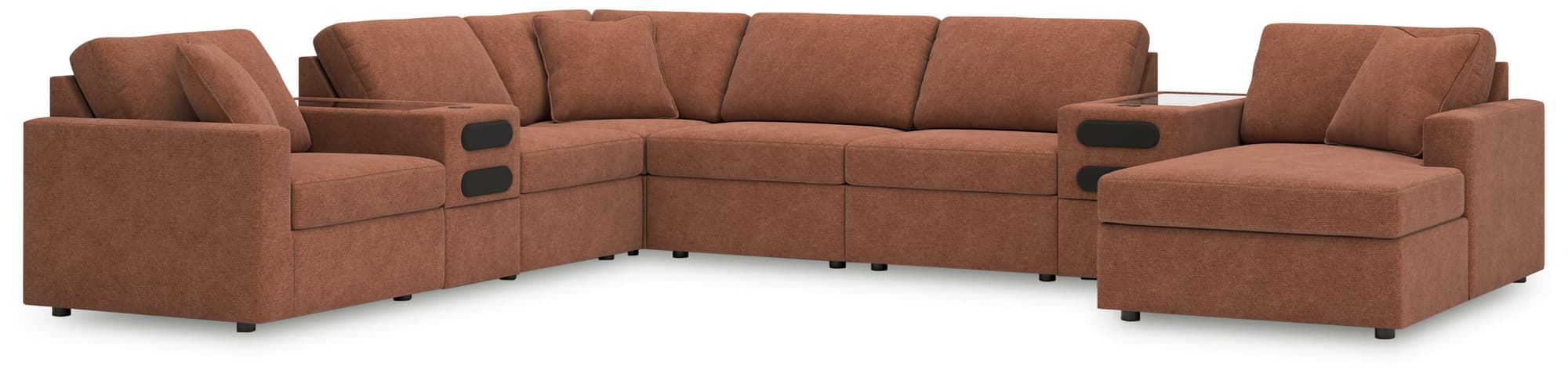 Modmax Spice Performance Fabric,Next-Gen Nuvella™ 8-Piece Sectional with Audio System and Chaise - Image 1