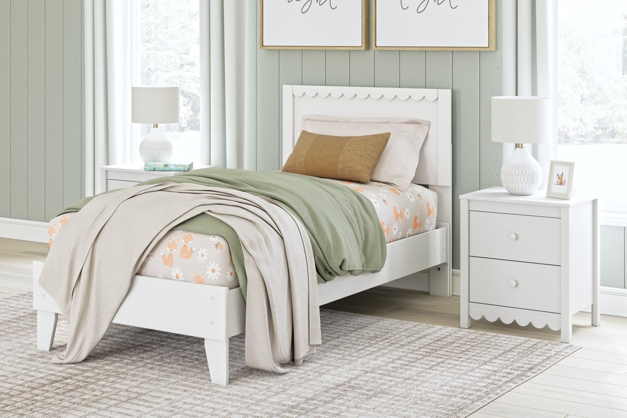 Hallityn White Twin Panel Platform Bed - Image 1