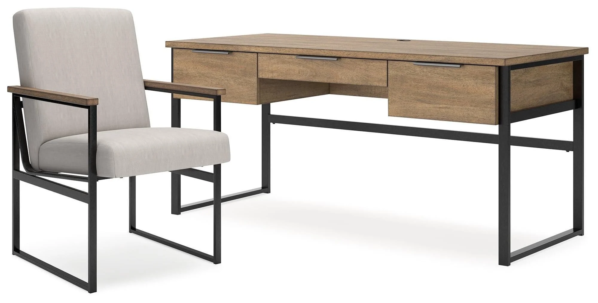 Montia Light Brown Home Office Desk with Chair - Image 1