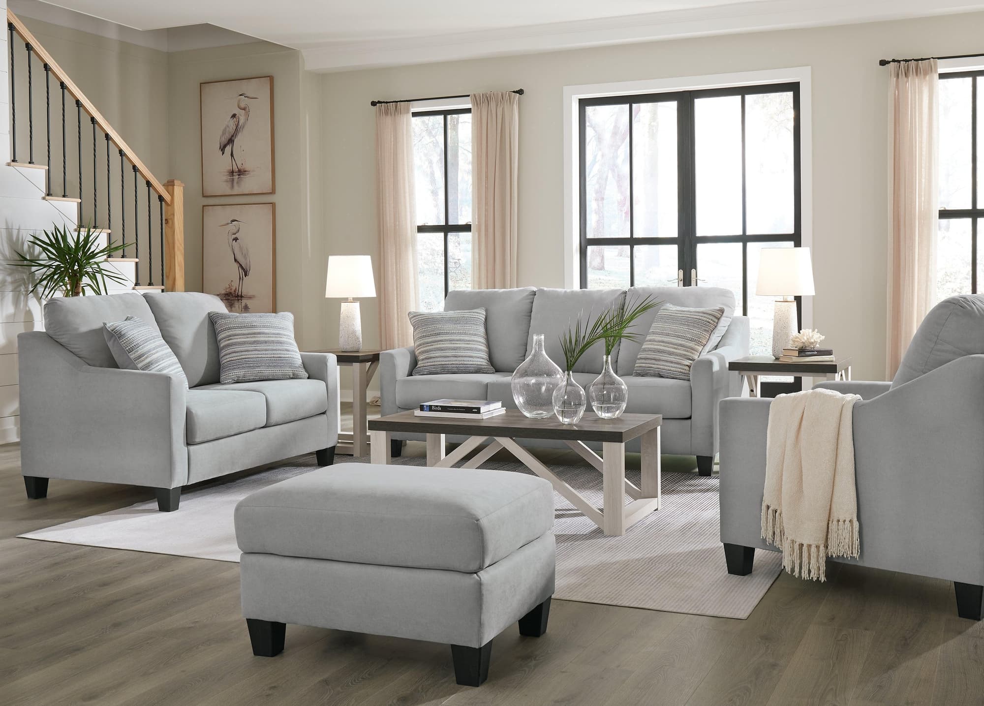 Adlai Shadow Sofa, Loveseat, Chair and Ottoman - Image 1
