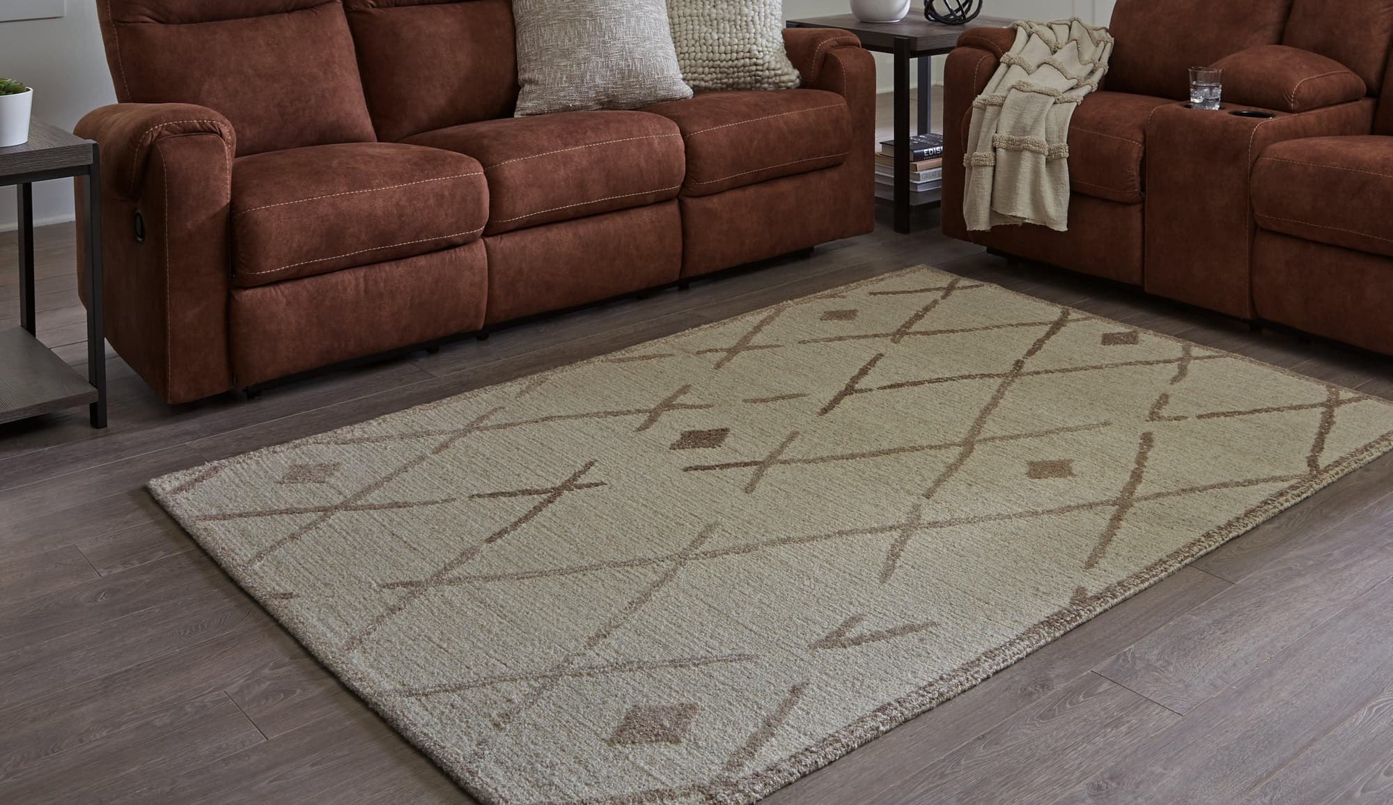 Guyford Beige/Brown 5' x 7' Rug - Image 1