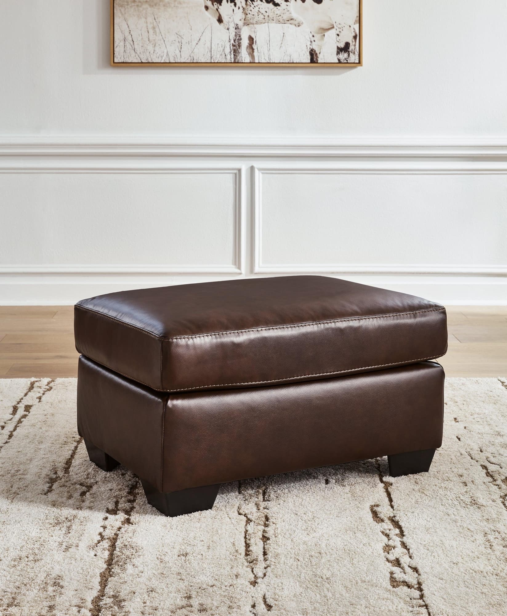 Santorine Dark Brown Leather Ottoman - Image 1