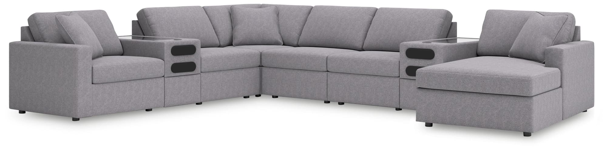 Modmax Granite Performance Fabric,Next-Gen Nuvella™ 8-Piece Sectional with Audio System and Chaise - Image 1