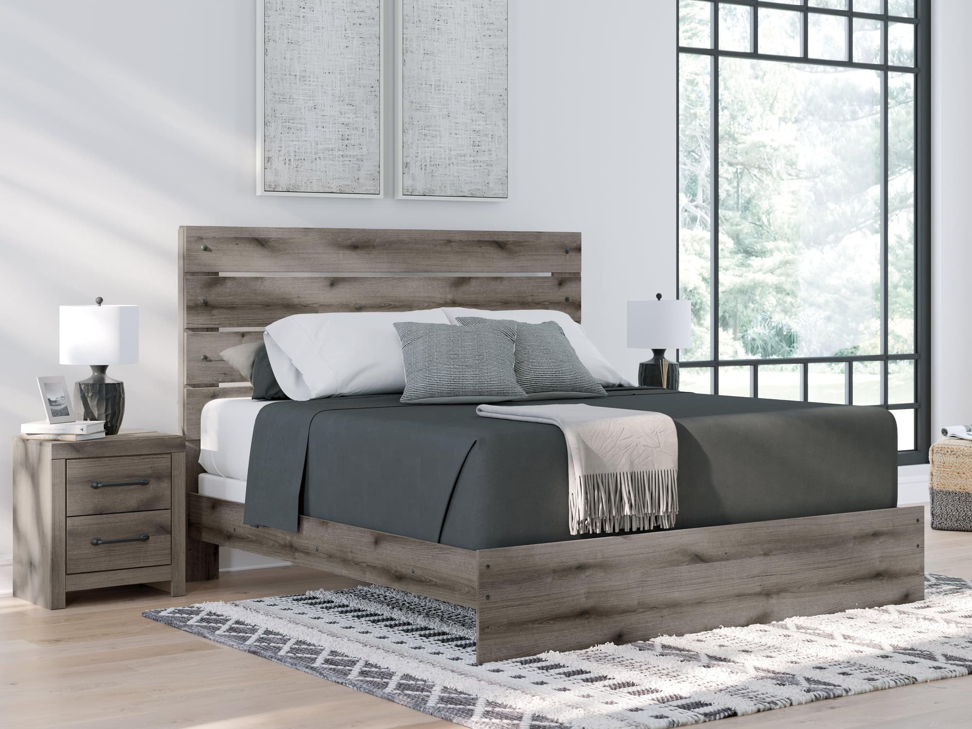 Graystorm Brown Gray King Panel Bed - Image 1