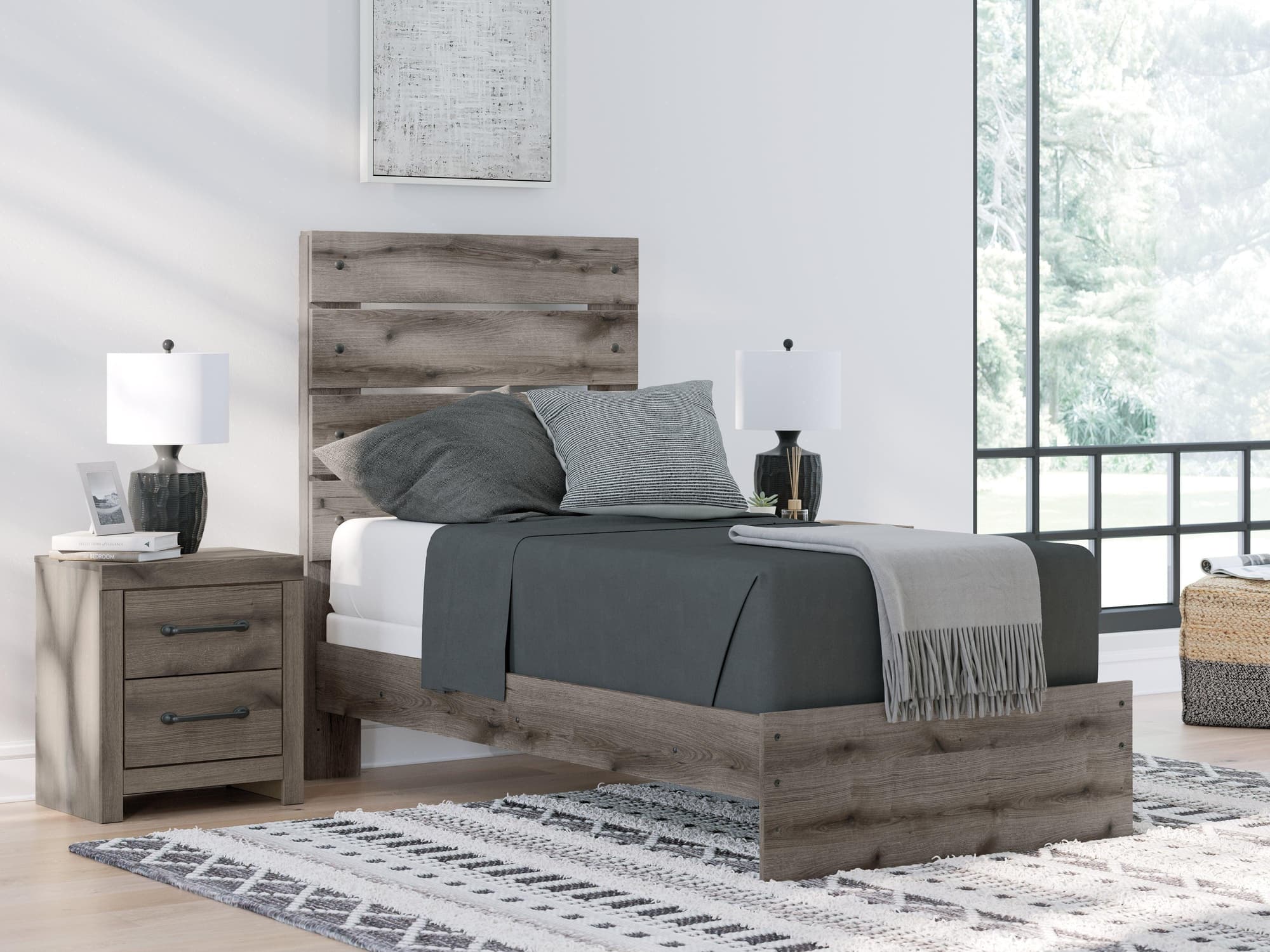 Graystorm Brown Gray Twin Panel Bed - Image 1