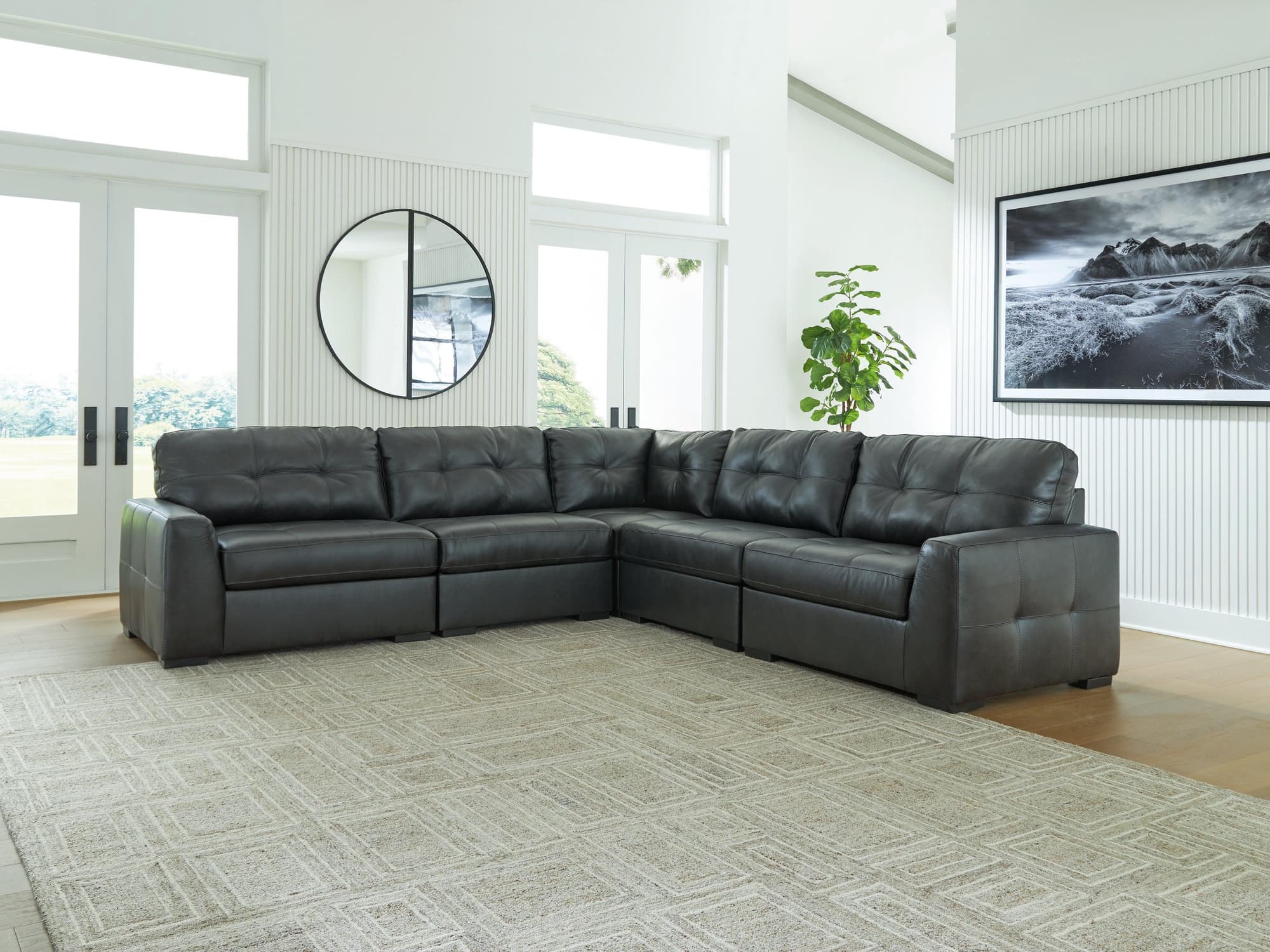 Brindley Pier Fog Leather 5-Piece Sectional - Image 1