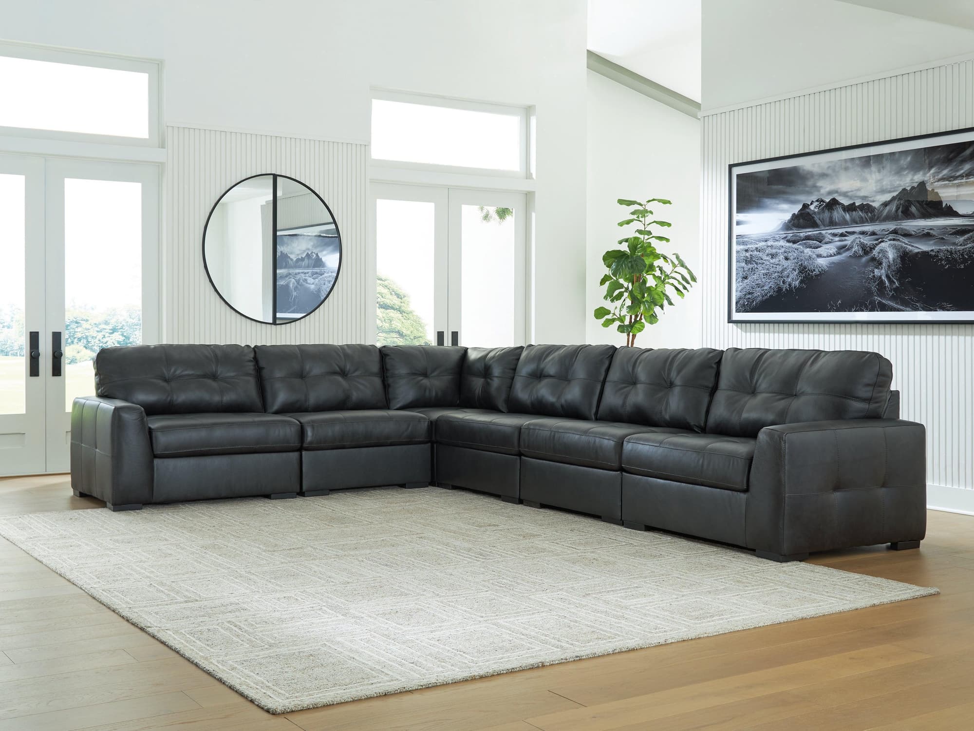 Brindley Pier Fog Leather 6-Piece Sectional - Image 1