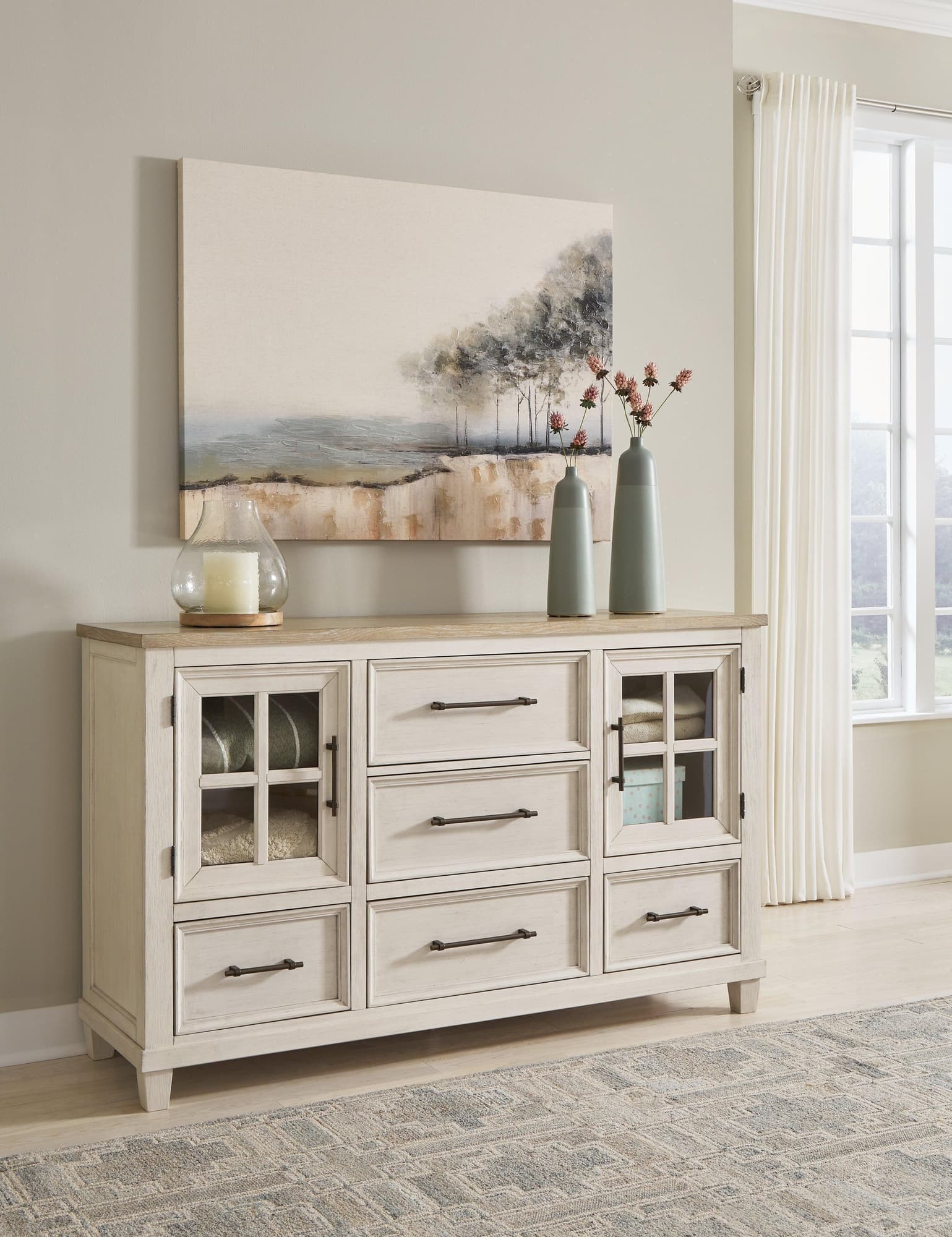 Shaybrock Antique White/Brown Dresser - Image 1