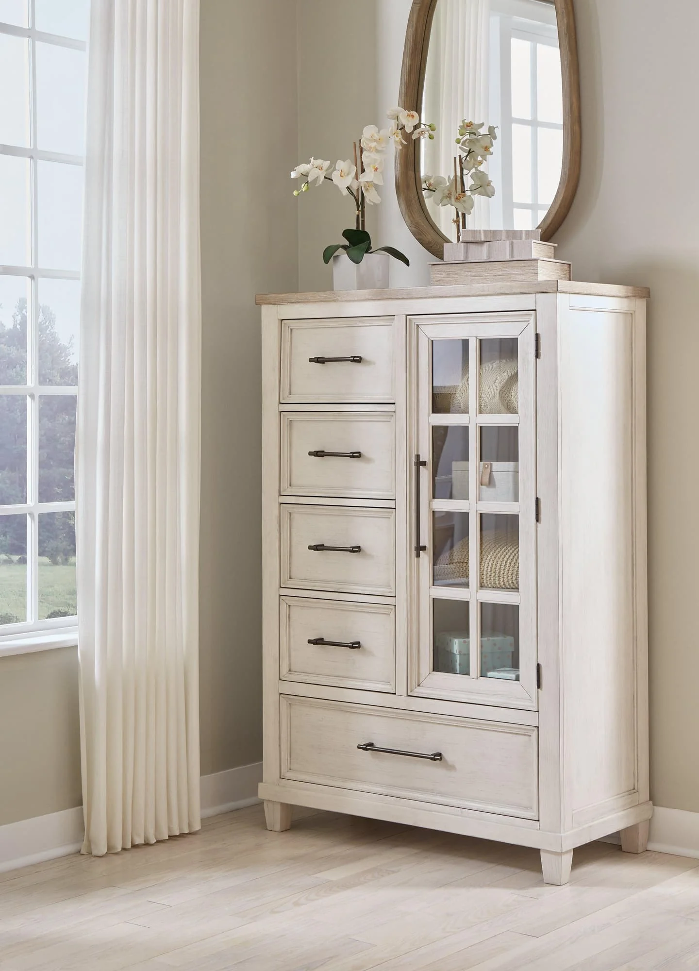 Shaybrock Antique White/Brown Door Chest - Image 1