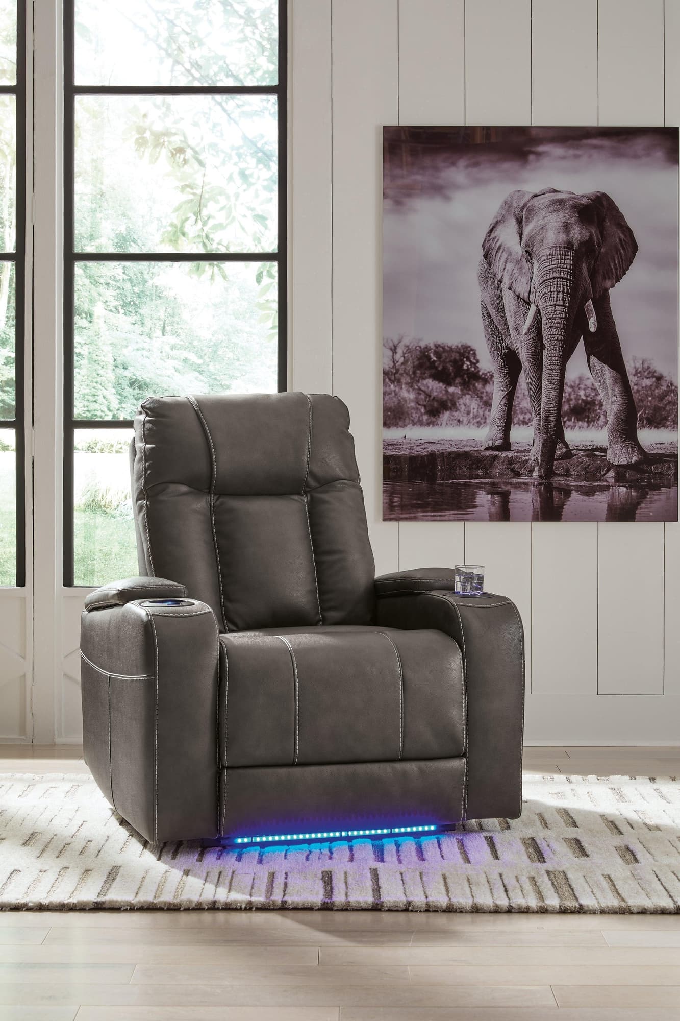 Feazada Shadow Faux Leather Power Recliner - Image 1
