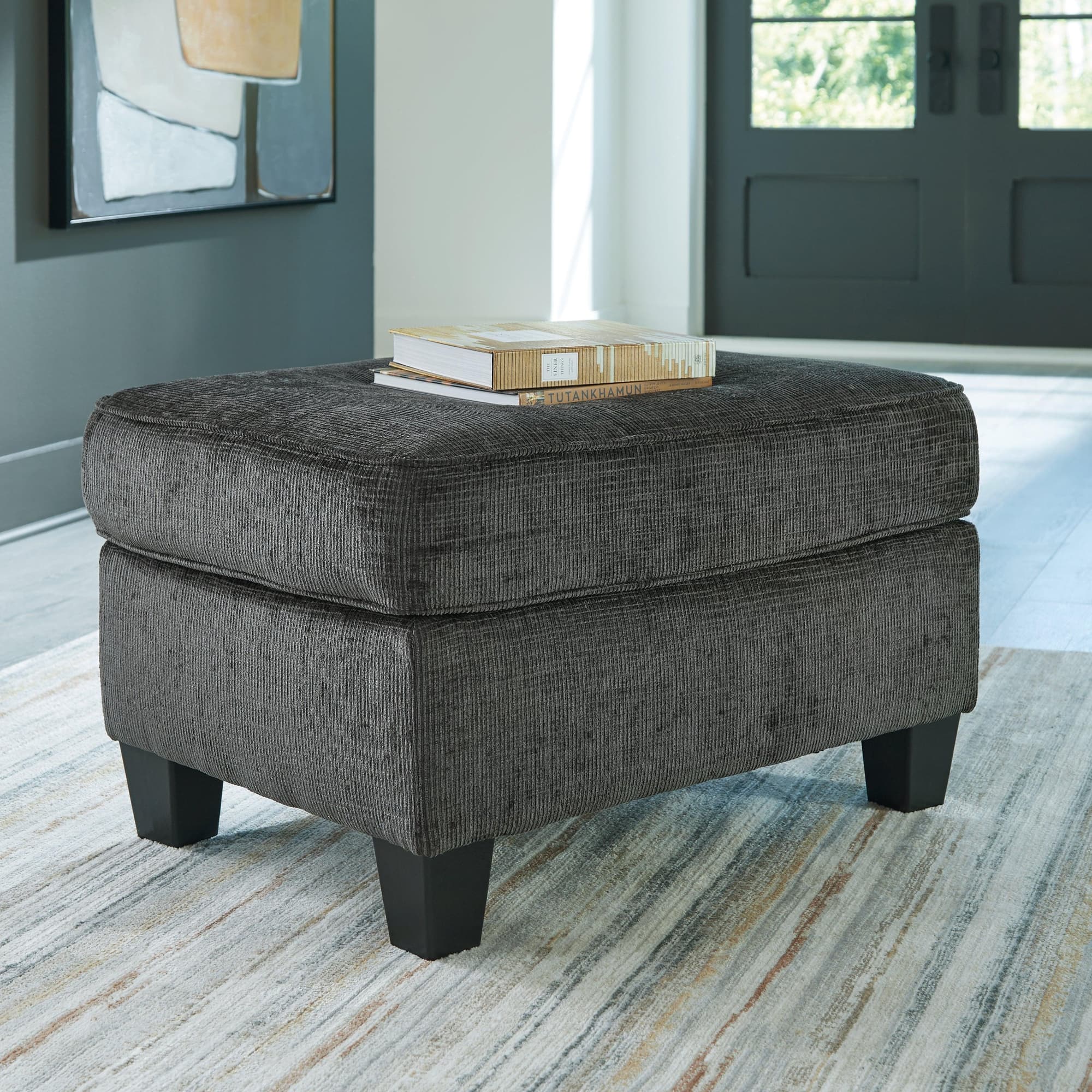 Erinslane Dusk Chenille Ottoman - Image 1
