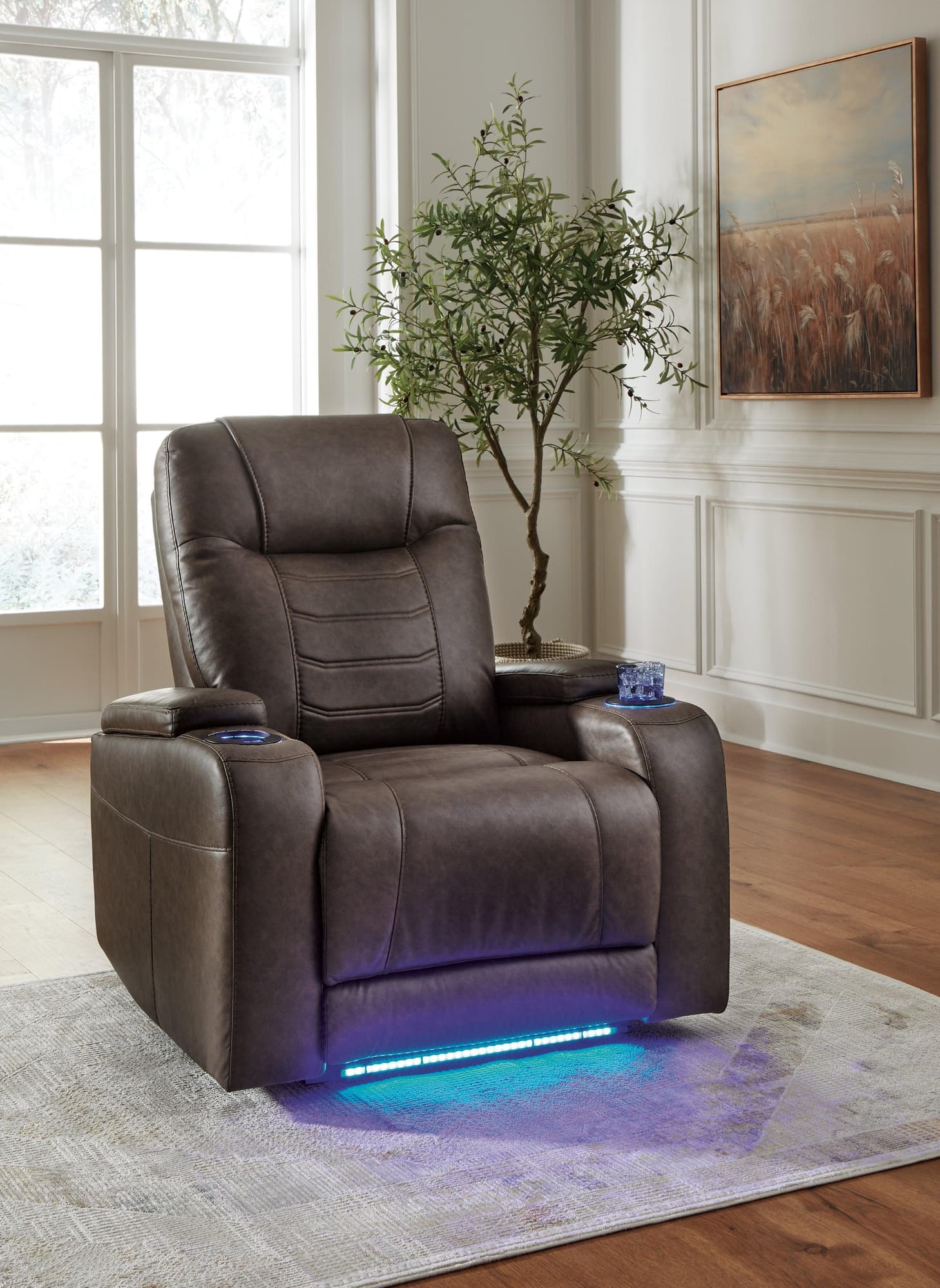Schooner Rocks Umber Faux Leather Power Recliner - Image 1