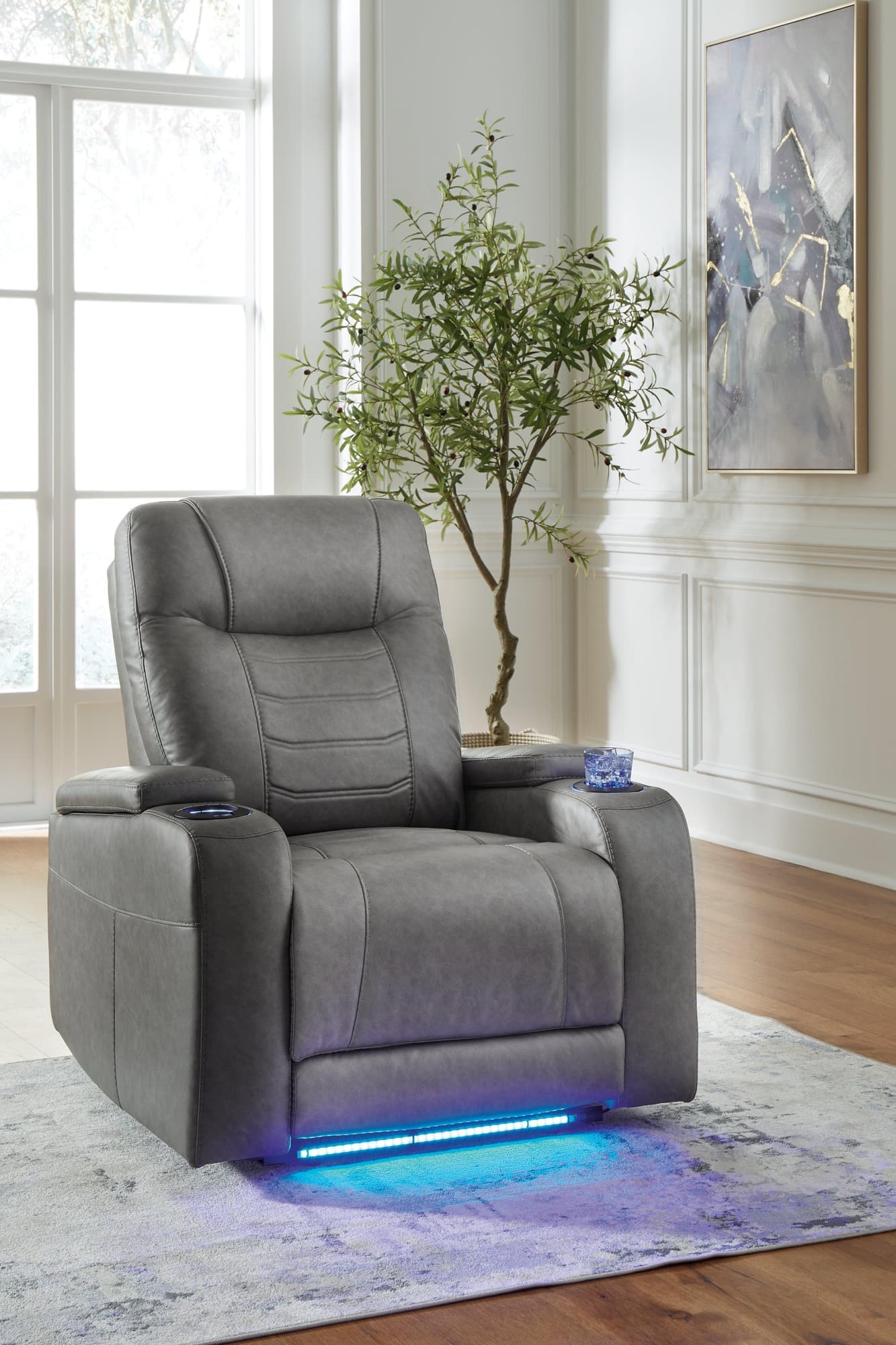 Schooner Rocks Slate Faux Leather Power Recliner - Image 1