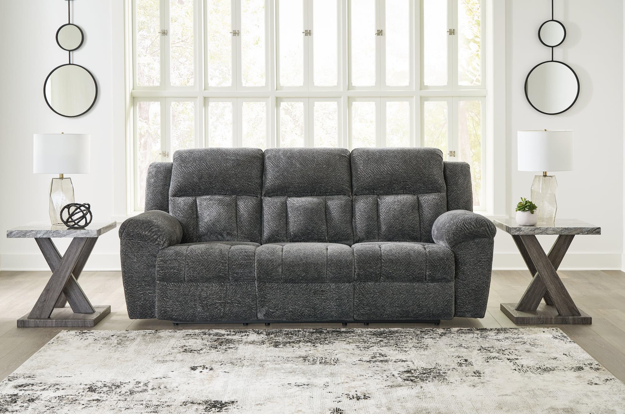 Frohn Graphite Chenille Reclining Sofa - Image 1