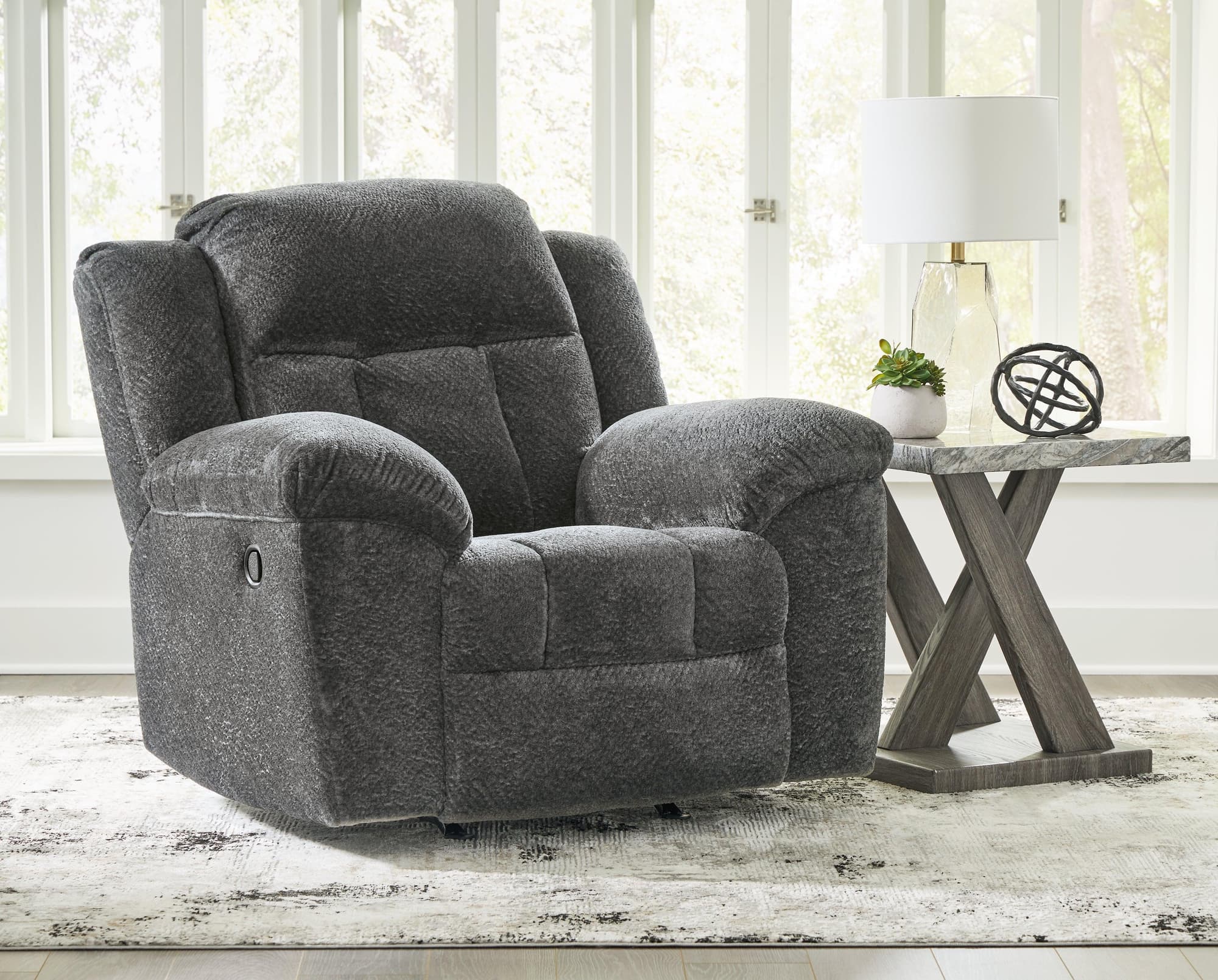 Frohn Graphite Chenille Recliner - Image 1