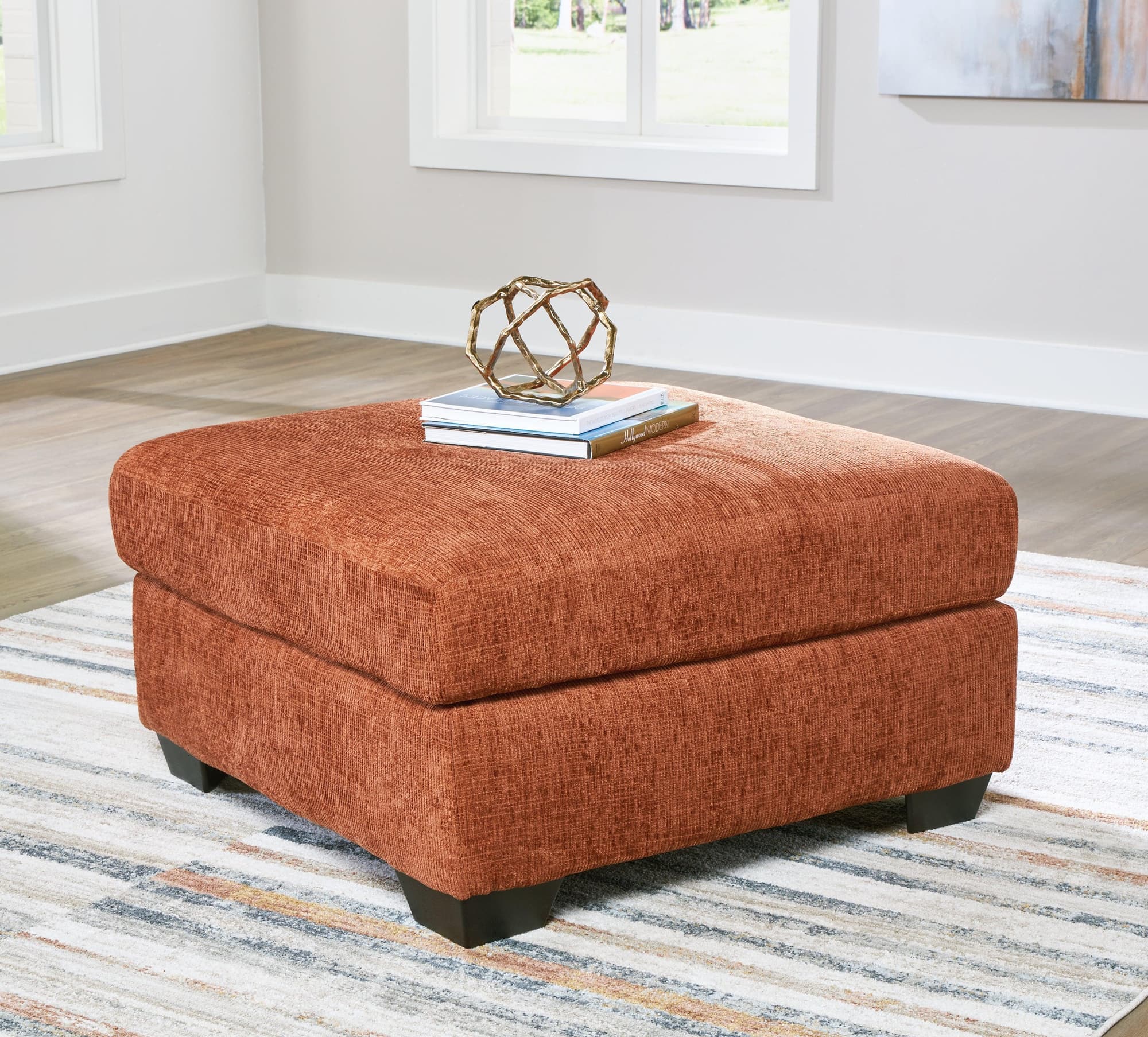 Aviemore Spice Chenille Oversized Accent Ottoman - Image 1