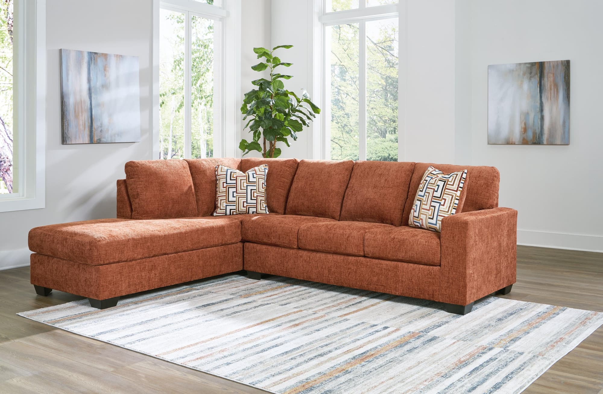 Aviemore Spice Chenille 2-Piece Sectional with Chaise - Image 1