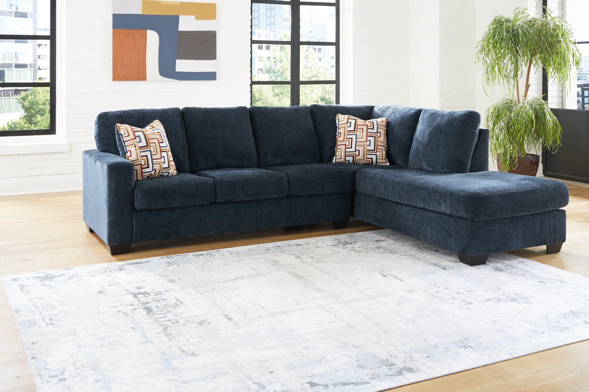 Aviemore Ink Chenille 2-Piece Sectional with Chaise - Image 1