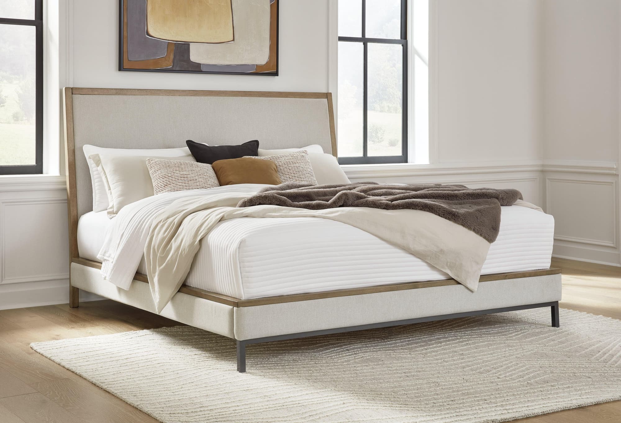 Tomtyn Light Brown King Upholstered Bed - Image 1