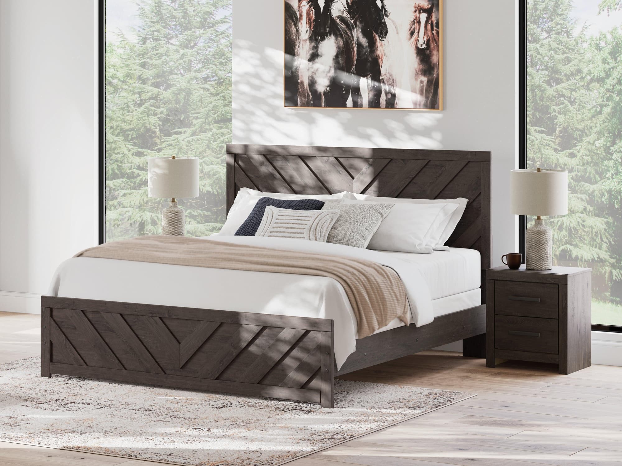 Prendonea Charcoal King Panel Bed - Image 1
