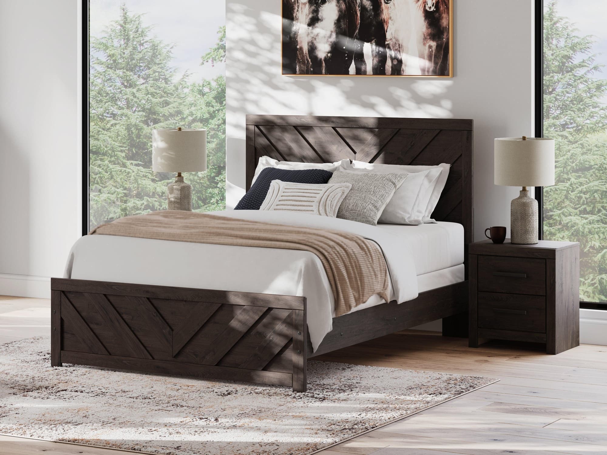 Prendonea Charcoal Queen Panel Bed - Image 1