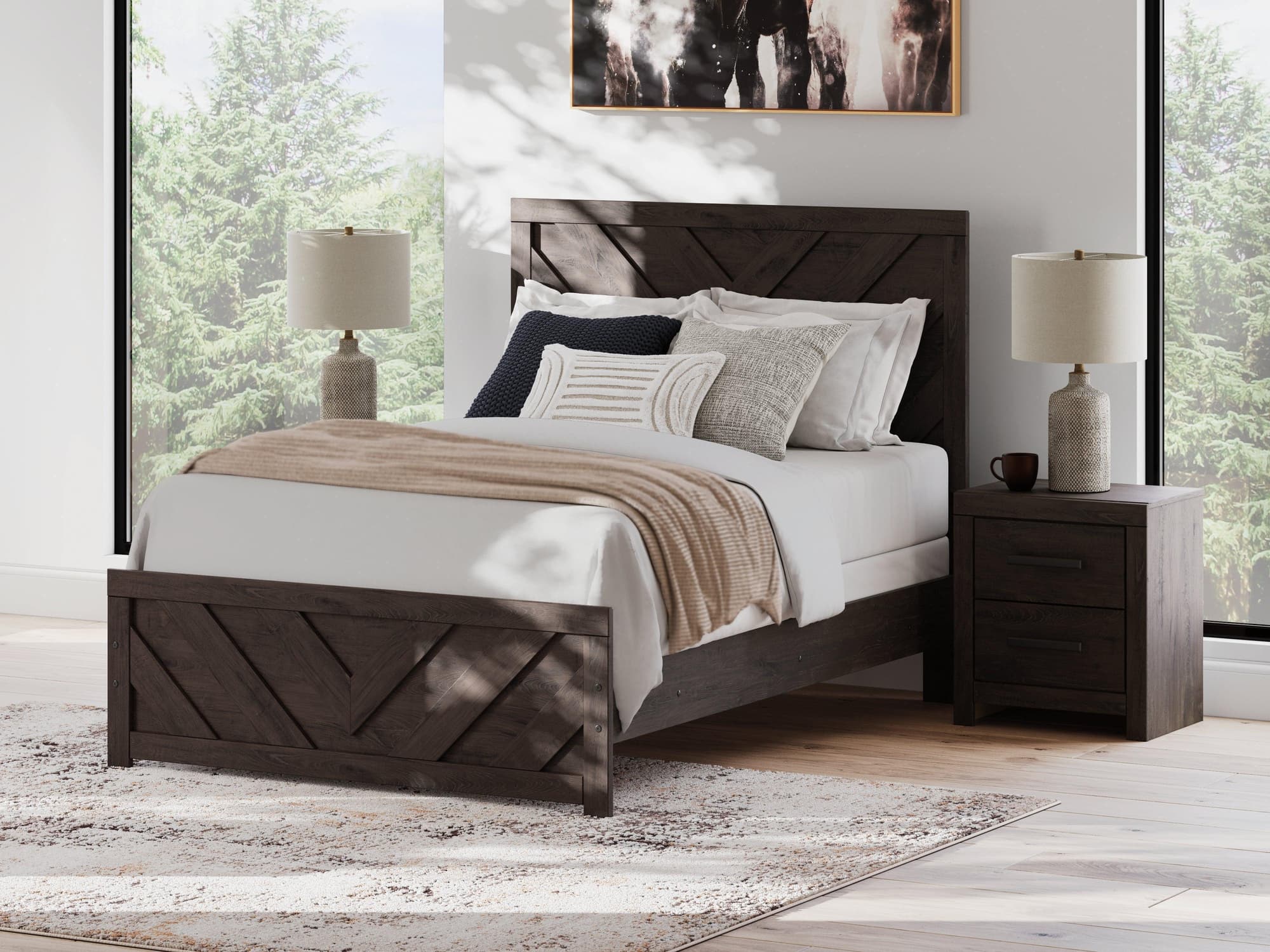 Prendonea Charcoal Full Panel Bed - Image 1