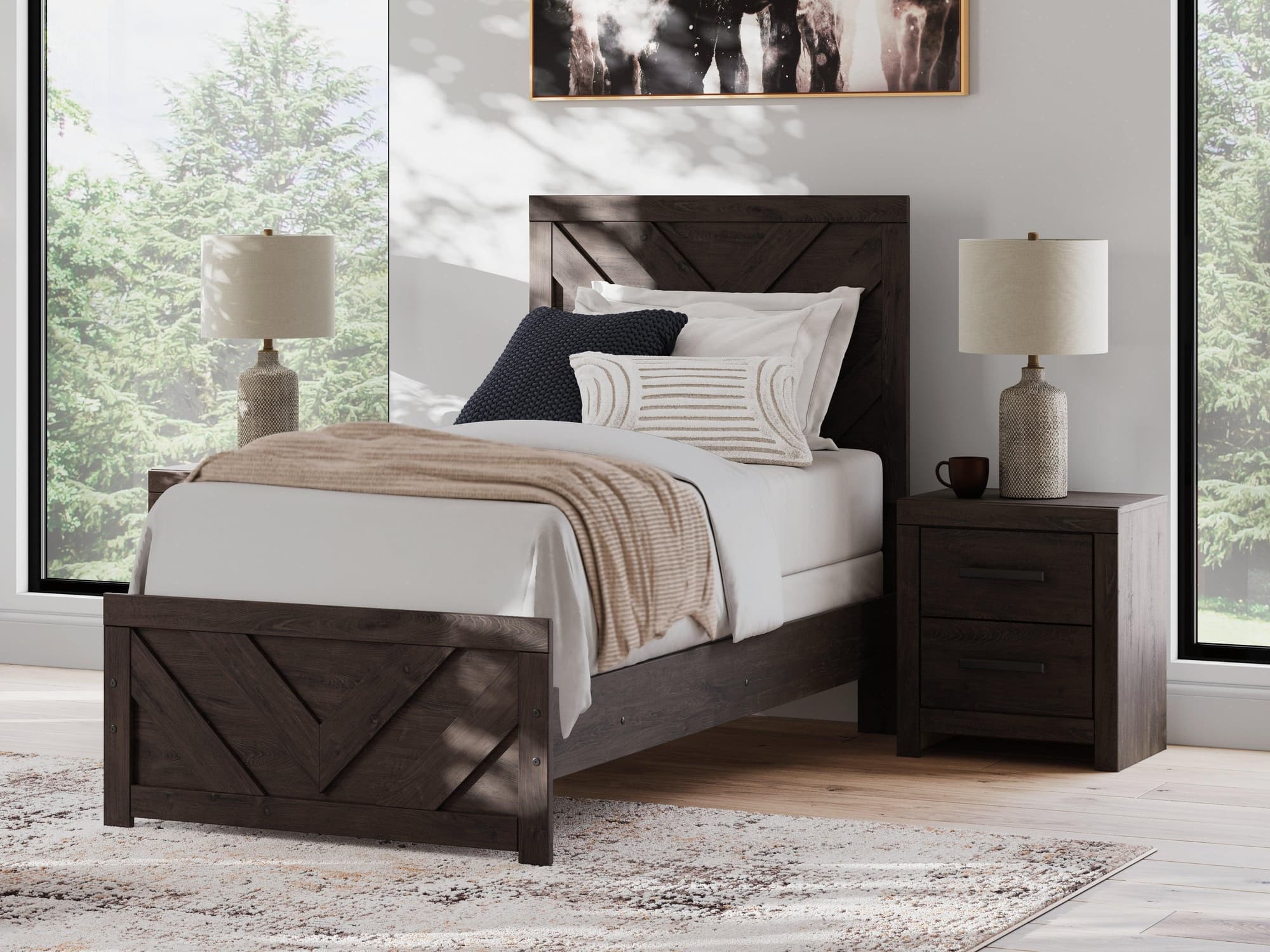 Prendonea Charcoal Twin Panel Bed - Image 1