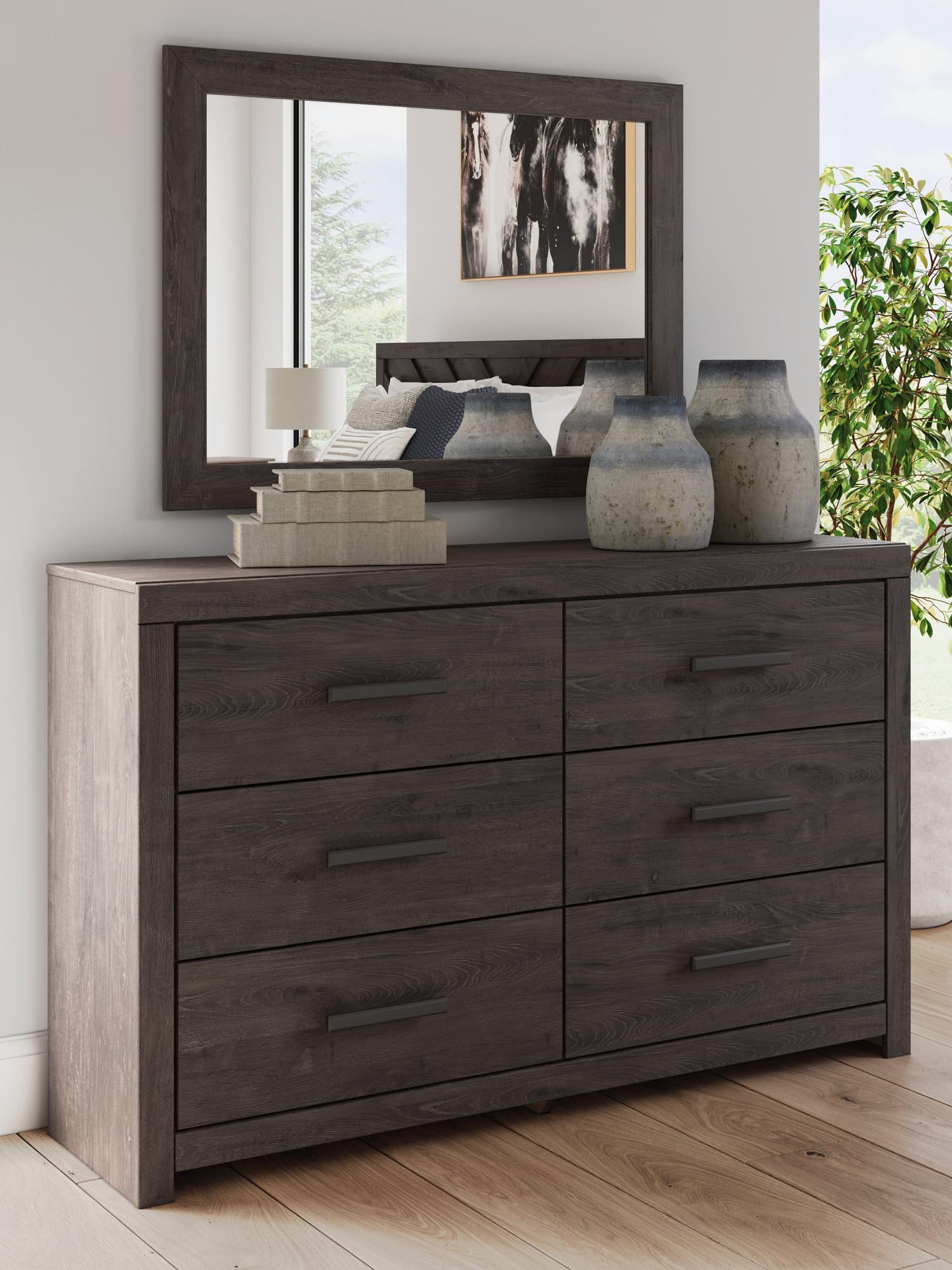 Prendonea Charcoal Dresser and Mirror - Image 1