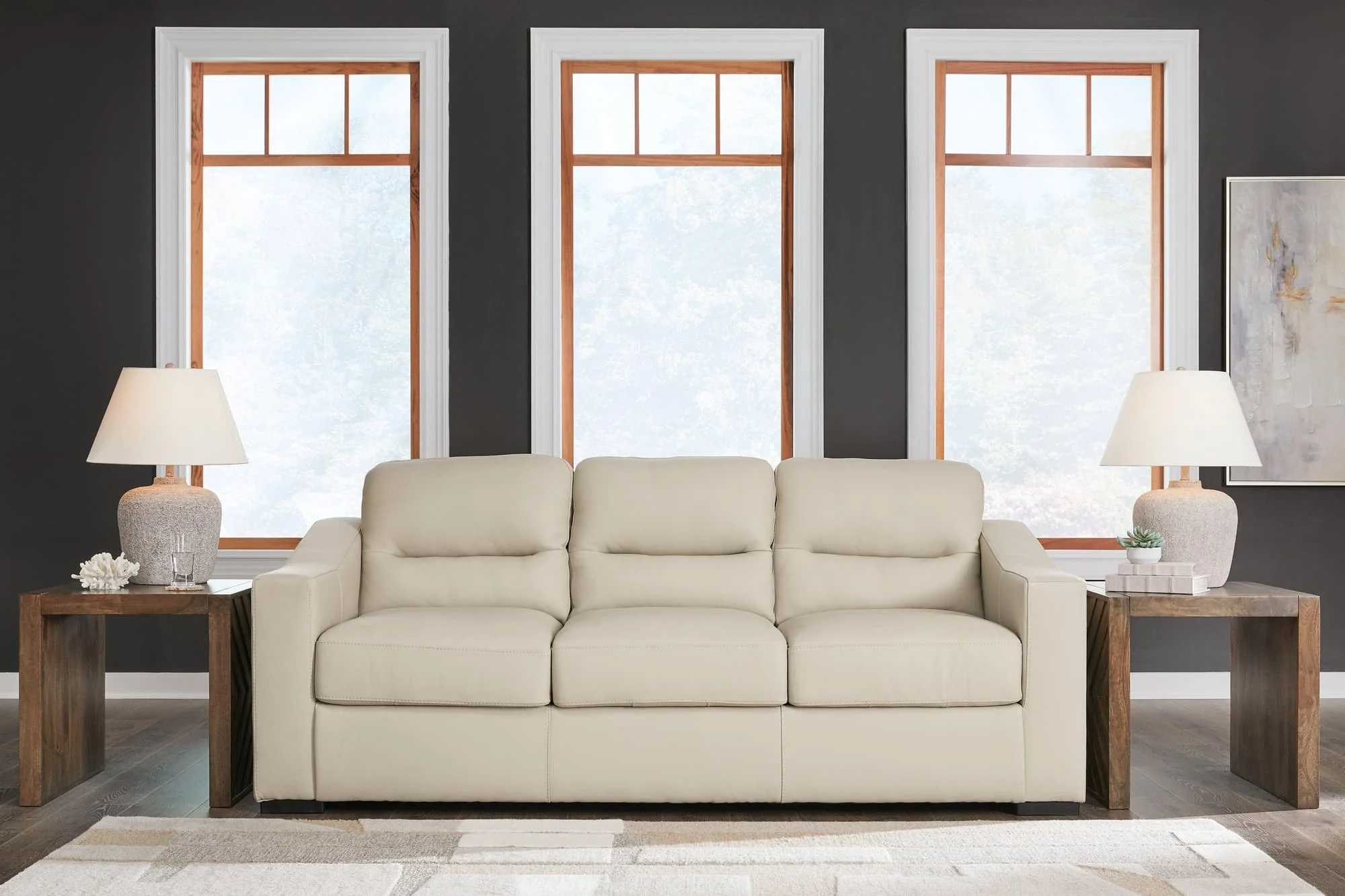 Treasure Trove Almond Leather Sofa - Image 1