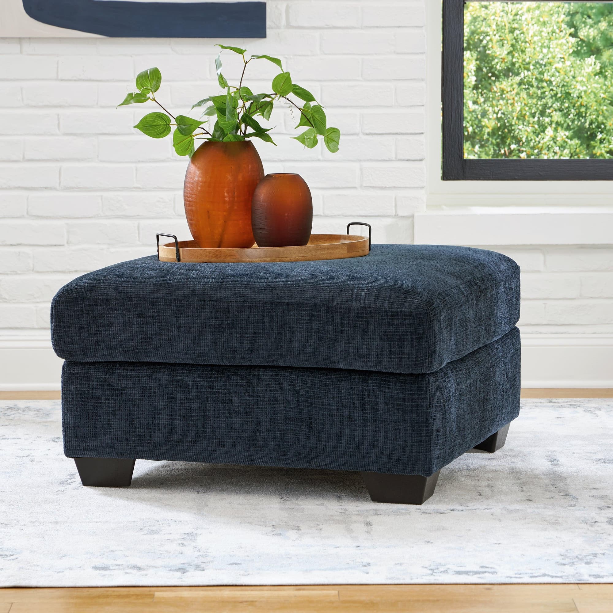Aviemore Ink Chenille Oversized Accent Ottoman - Image 1