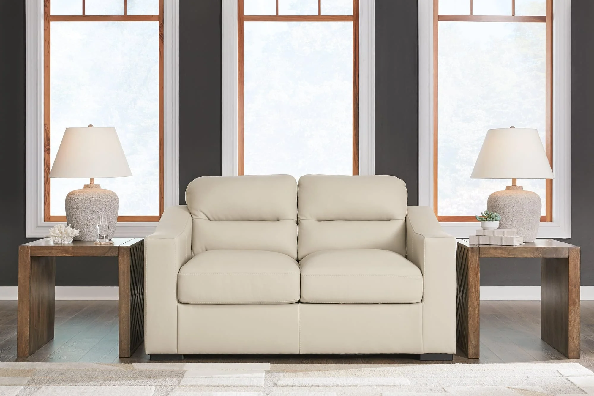 Treasure Trove Almond Leather Loveseat - Image 1
