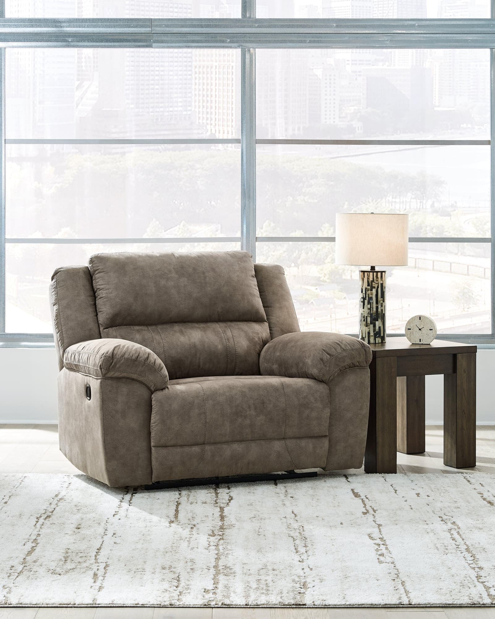 Laresview Fossil Faux Leather Oversized Recliner - Image 1
